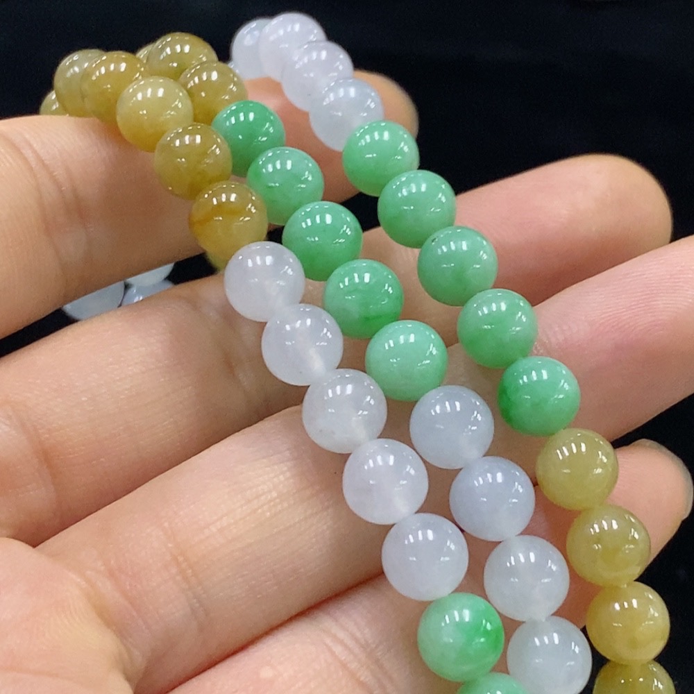 F32731533 Jadeite Bead Necklace Approx. 6.8mm Total Weight Approx. 55.24g Non-Gold Color Origin Undetermined