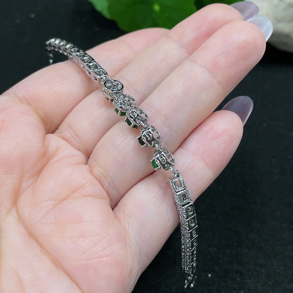 F34965482 Jadeite Inlaid Bracelet Total Weight Approx. 6.7g (Non-Gold Inlaid)