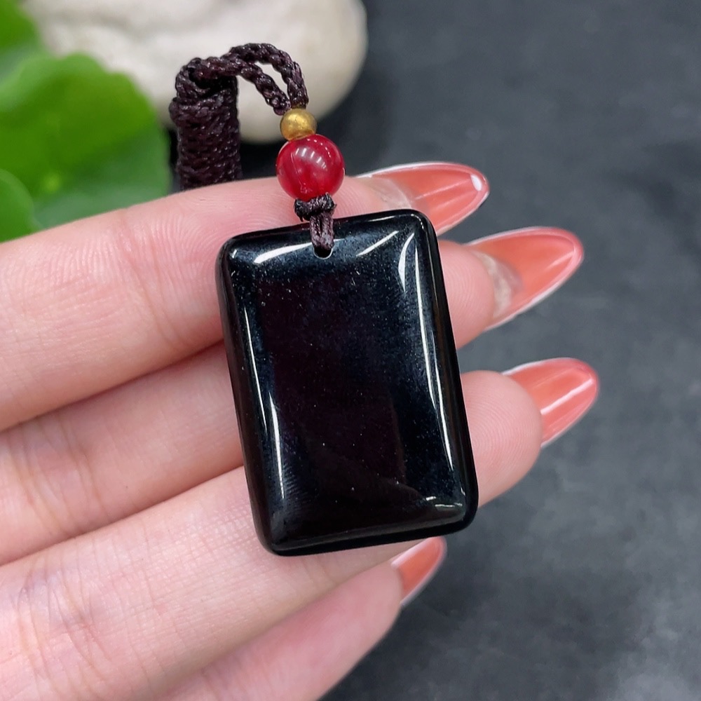 H34980216 Hetian Jade Pendant, Plain Pendant, Color Origin Undetermined, Total Weight (including rope) Approx. 13.3g