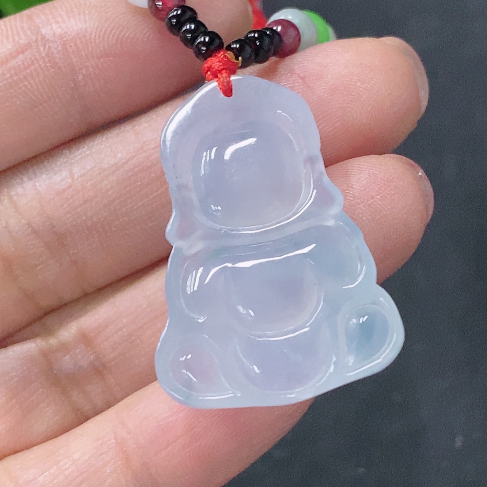 F35139571 Jadeite Baby Buddha Pendant Total Weight Approx. 11.18g With Non-Grade A Beads
