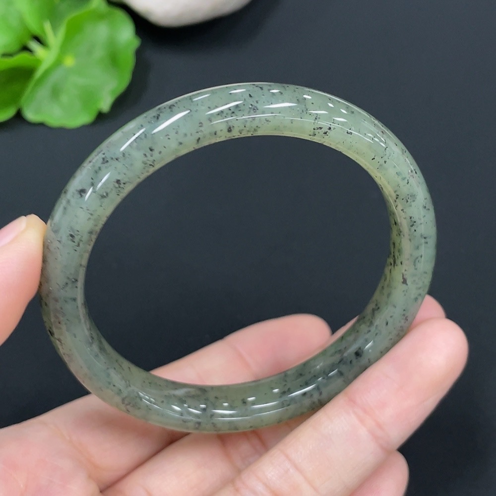 H26942179 Hetian Jade Round Bracelet Size 52.3 Total Weight Approx. 28.5g