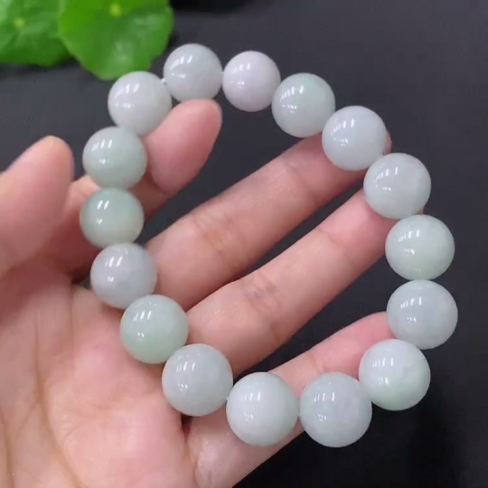 F33828587 Jadeite Beads Bracelet Approx. 12.3mm Total Weight Approx. 51g