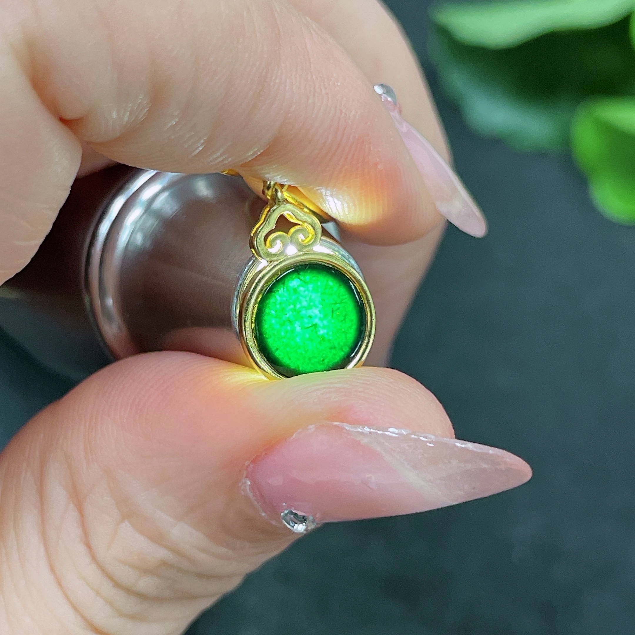 F34958944 Jadeite Inlaid Earrings Non-Gold Inlaid Total Weight Approximately 1.4g