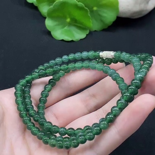 F34996581 Jadeite Bead Necklace Approx. 5.1mm Total Weight Approx. 25.57g
