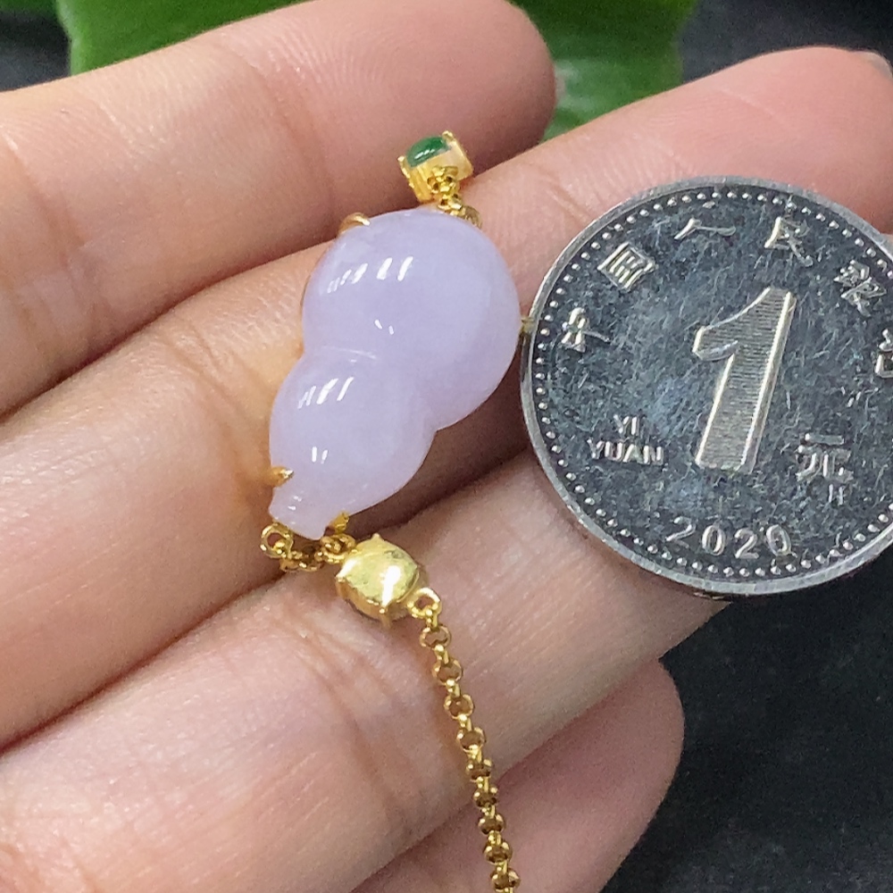 F34998533 Jadeite Inlaid Gourd Bracelet 18k Total Weight Approx. 3.84g