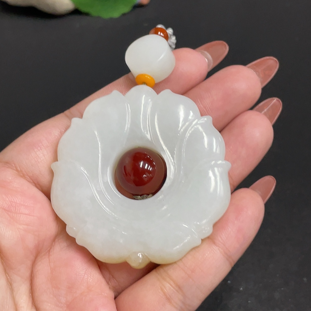 H34010817 Hetian Jade Pendant, Antique Style, Total Weight Approx. [Including Cord] 51g, Matching Beads Not Hetian Jade