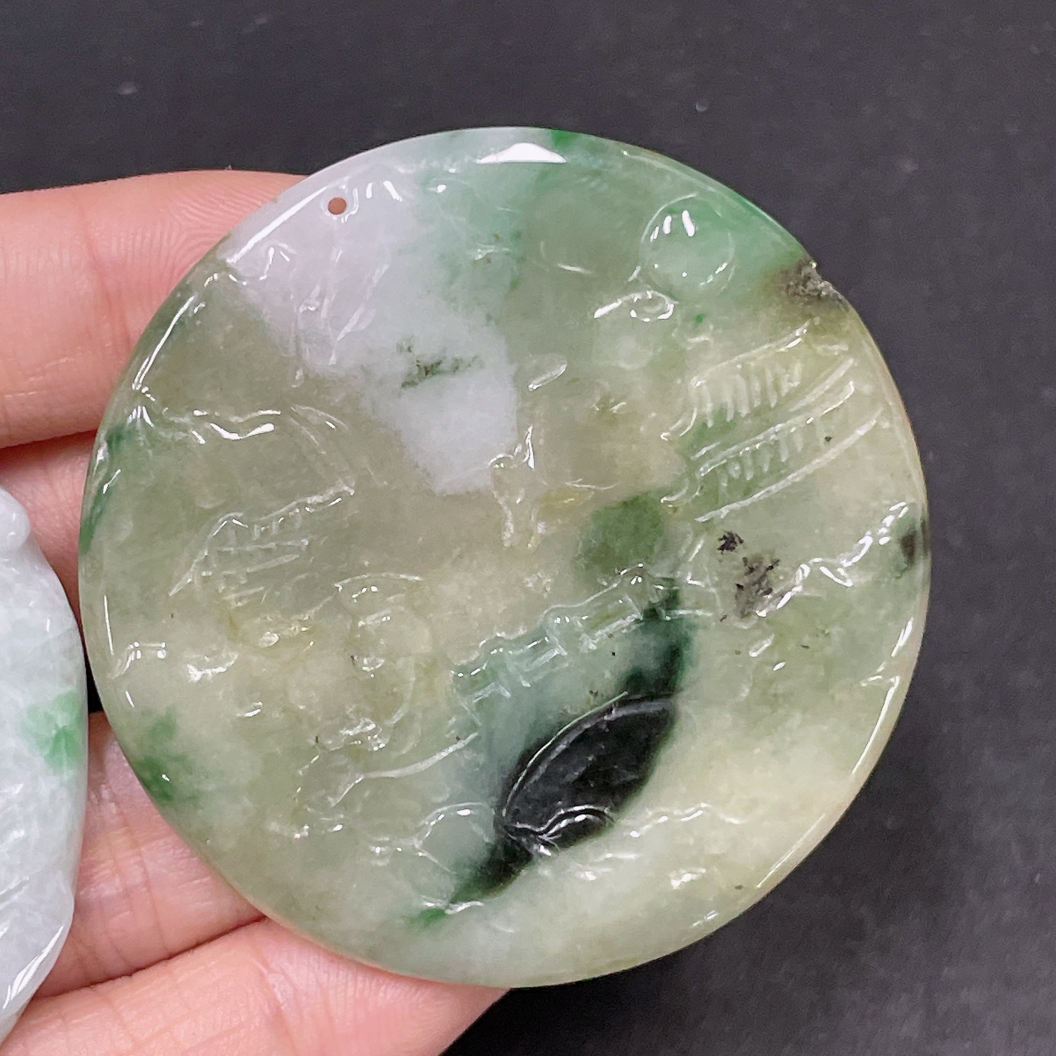 F34020339 Jadeite Pendant Sell as a Lot Containing Other Mineral Components