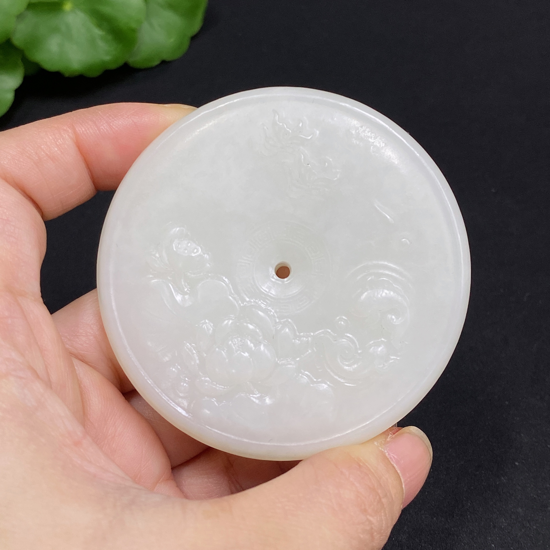 H34036564 Hetian Jade Pendant, Peace Buckle, Total Weight Approx. 94.7g