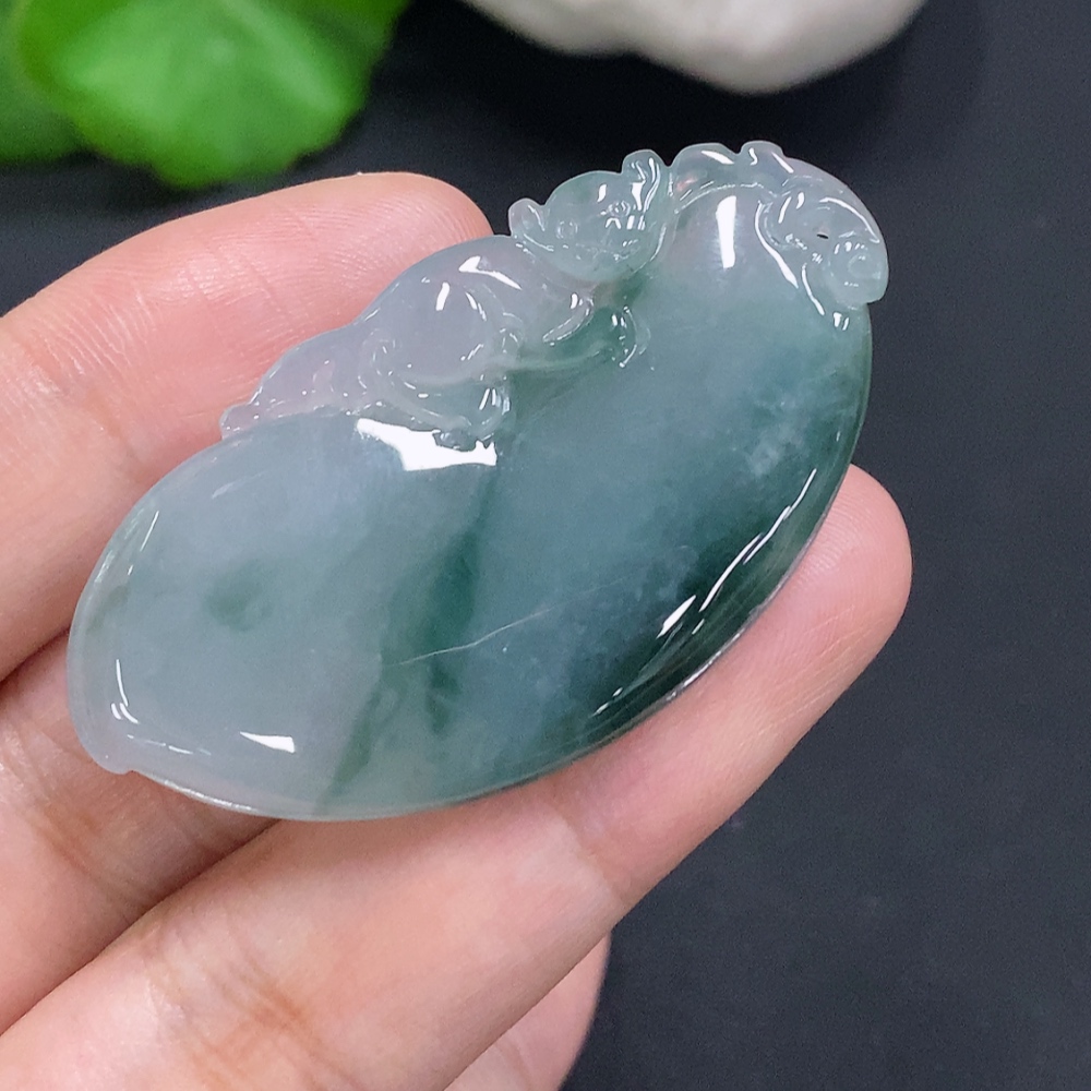 F30451047 Jadeite Fu Gua Pendant, Total Weight Approx. 14g