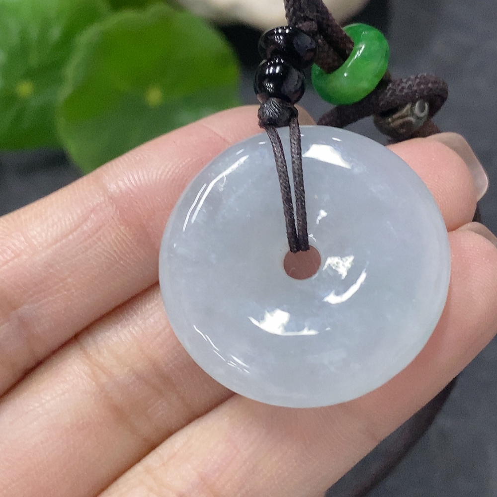 F34042353 Jadeite Pendant Peace Knot Total Weight Including Rope 14.45g With Non-Grade A Beads