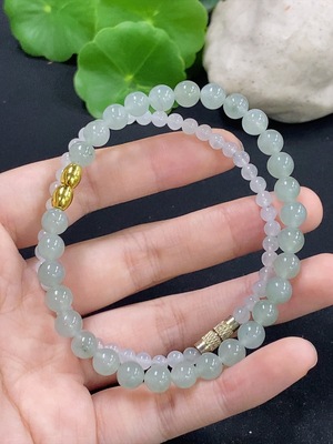 F46548960 翡翠手串 一手走 非金镶 货品总重约20.89g