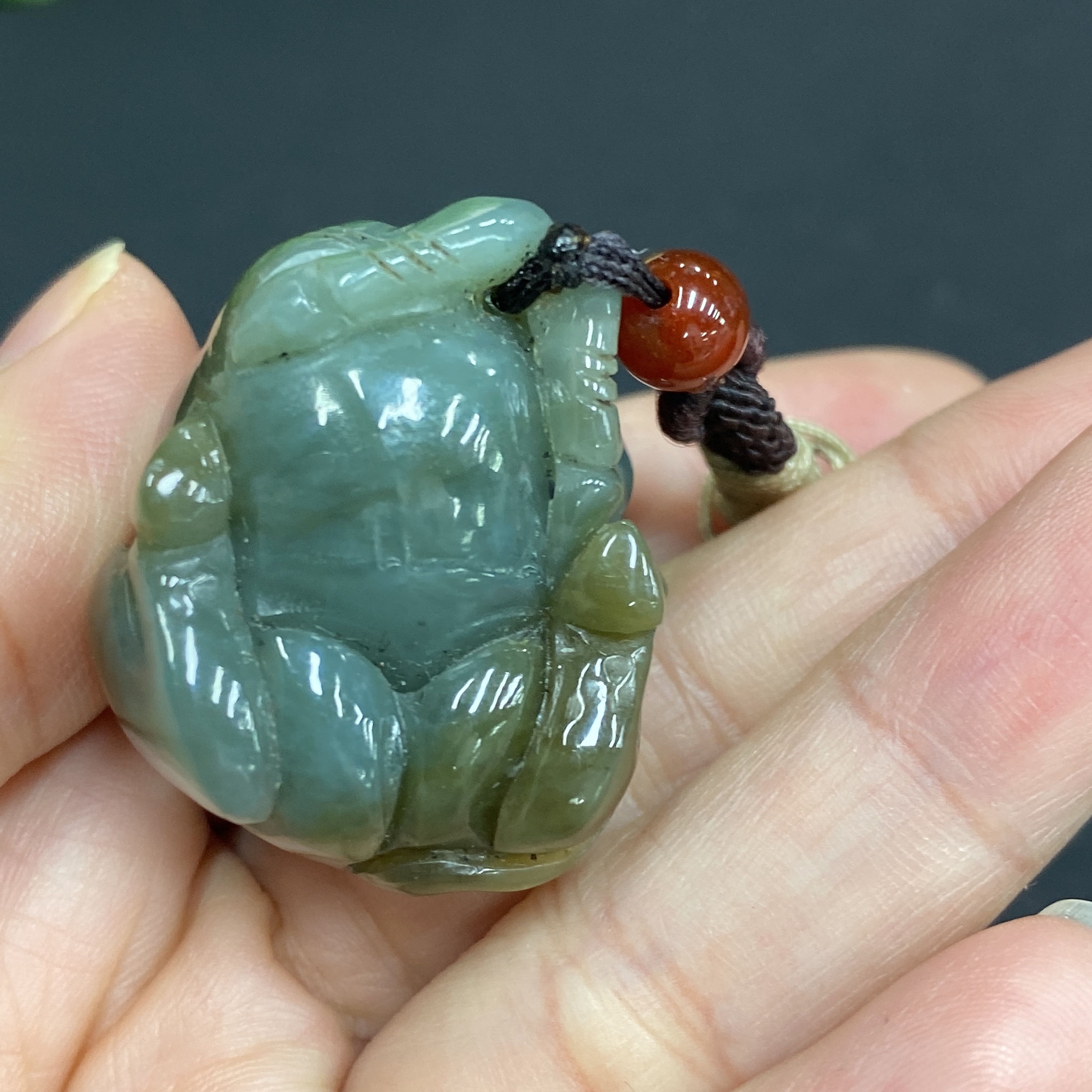H33939693 Hetian Jade Pendant Ox Total Weight Approx. (Including Rope) 33.9g