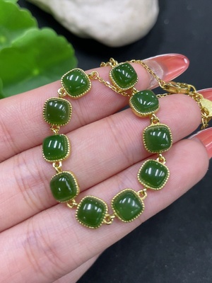 H34053170 Hetian Jade Jasper Inlaid Bracelet Non-Gold Inlaid Total Weight Approximately 5.6g
