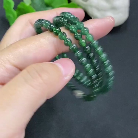 F34023369 Jadeite Bead Necklace Non-Gold Setting Total Weight Approx. 25.7g Size About 4.8mm