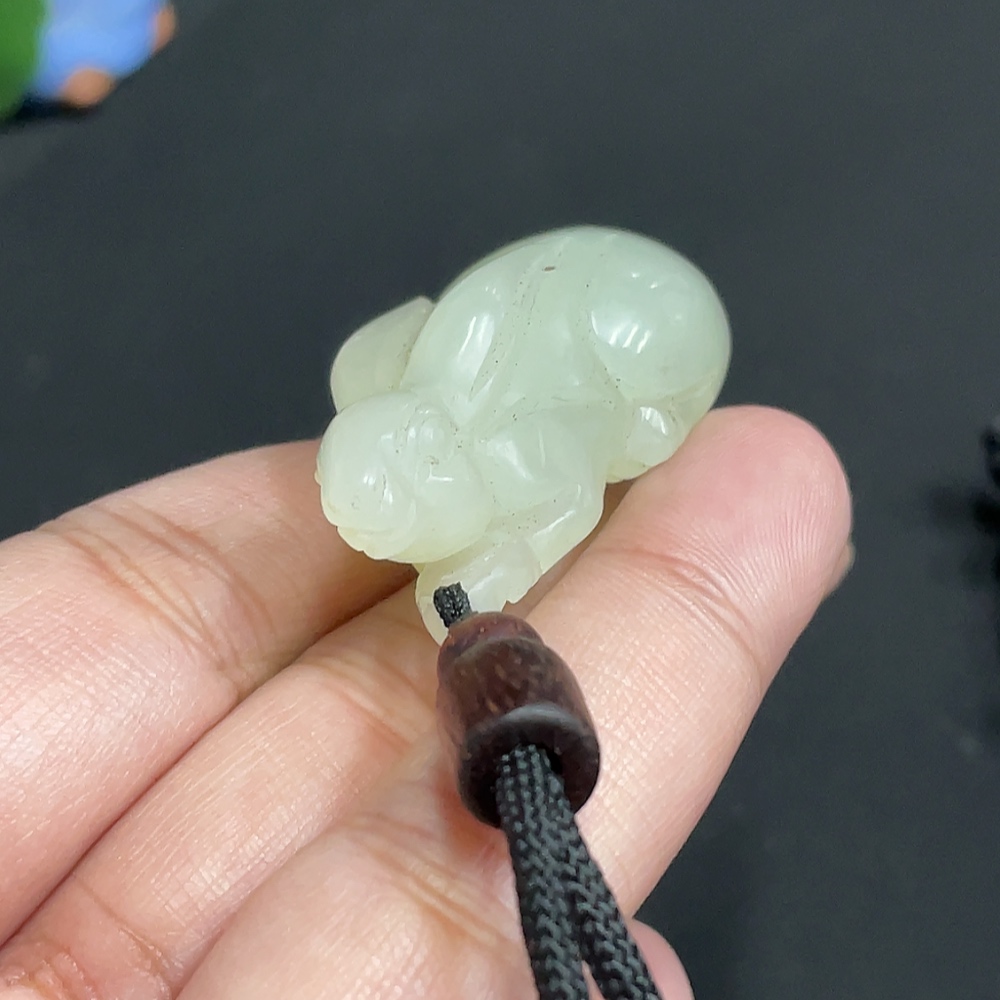 H31659437 Hetian Jade Pendant Rabbit Total Weight Approx. [with Rope] 22.7g
