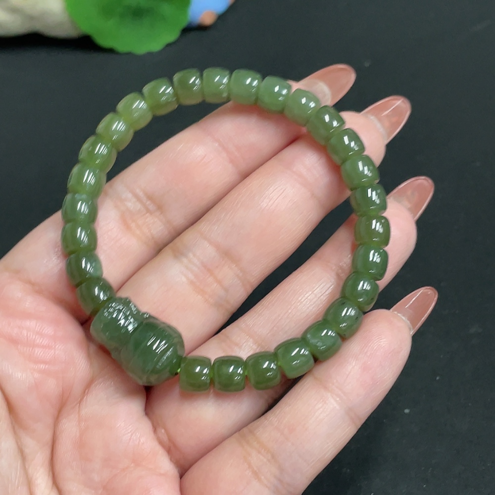 H35101472 Hetian Jade Bracelet, Approx. 6.8 mm, Total Weight Approx. 18.4g
