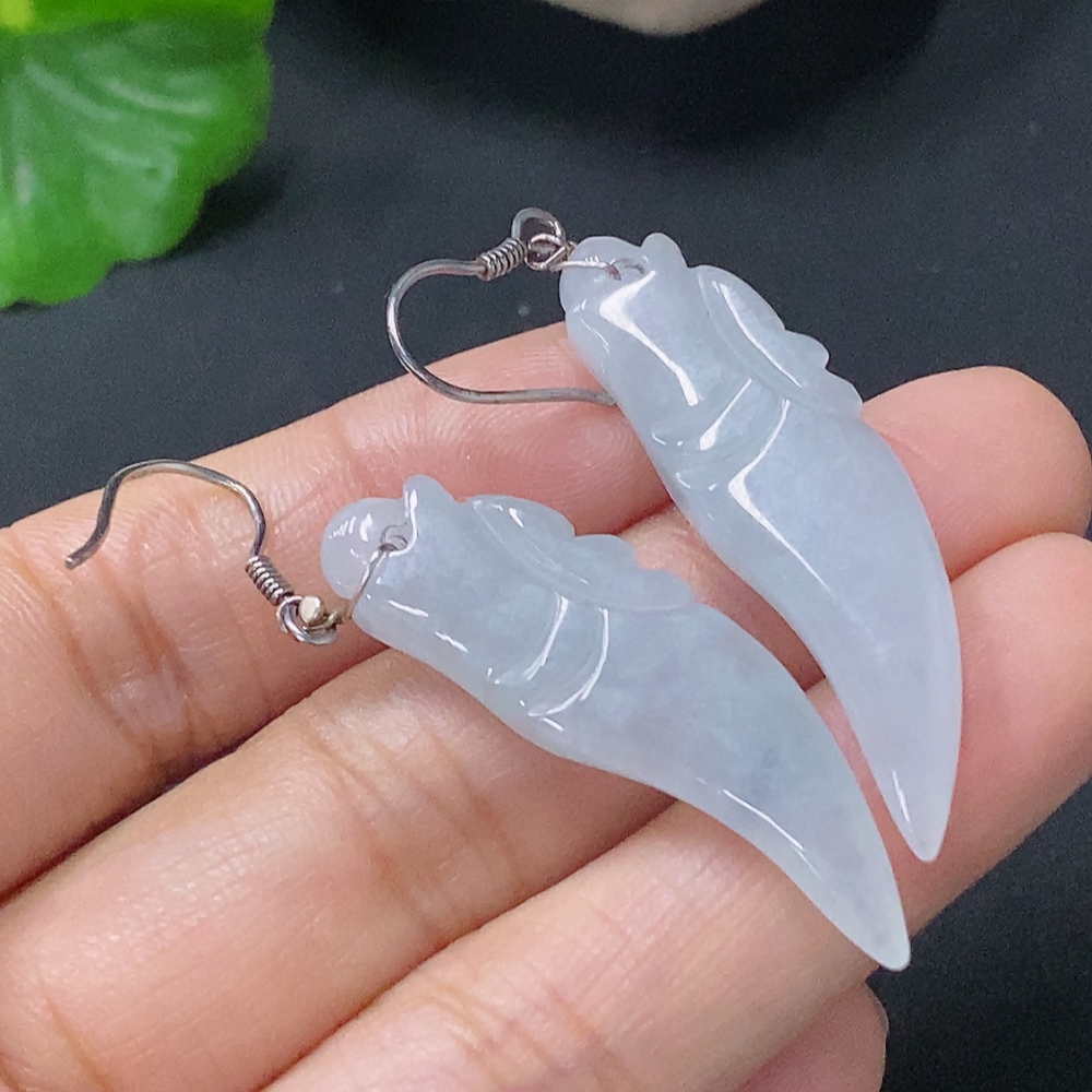 F35116890 Jadeite Inlaid Earrings Non-Gold Total Weight Approx. 8.68g