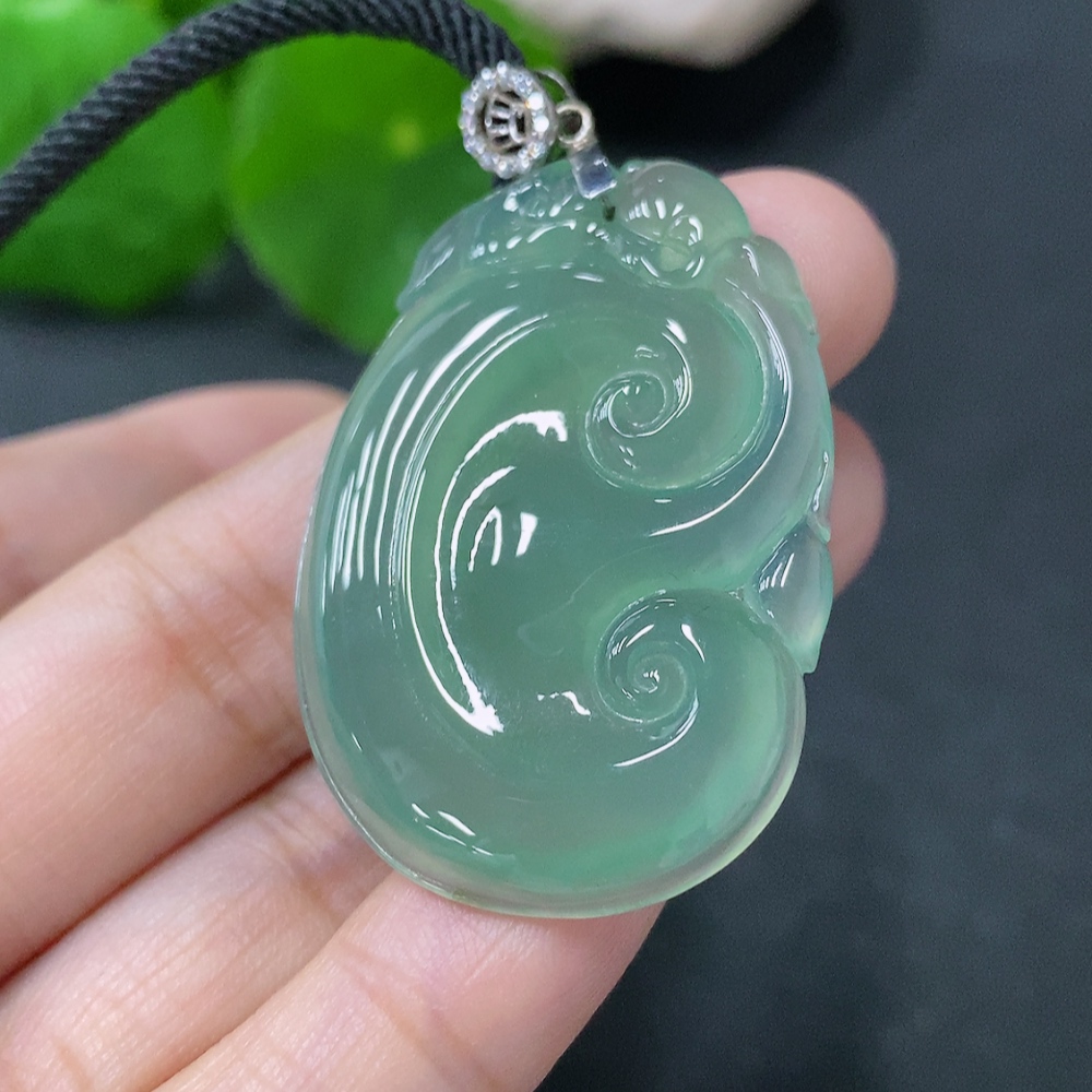 F33849550 Jadeite Pendant Ruyi Total Weight Approx. 15.7g Including Rope Non-Gold