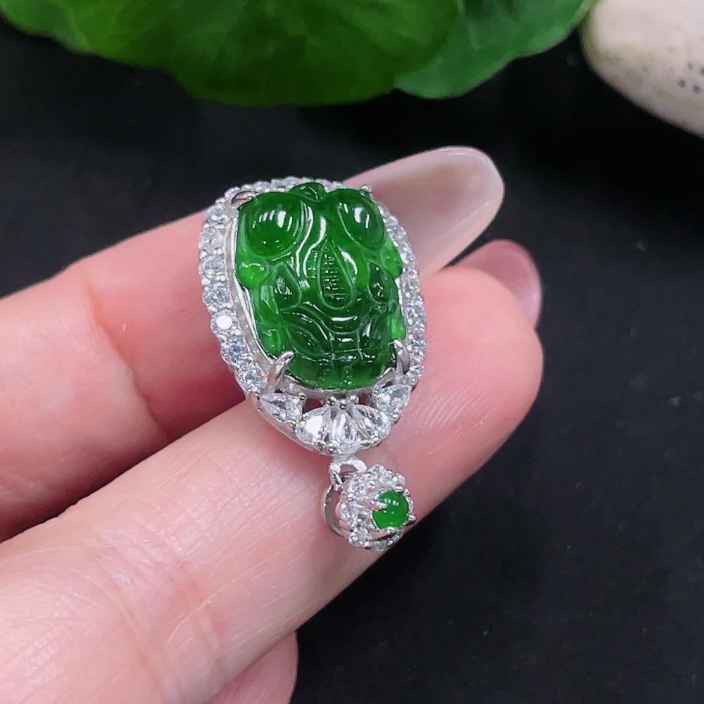 F34013158 Jadeite Inlaid Pendant Total Weight Approx.4g Non-Gold Inlaid With Non-A Grade Beads