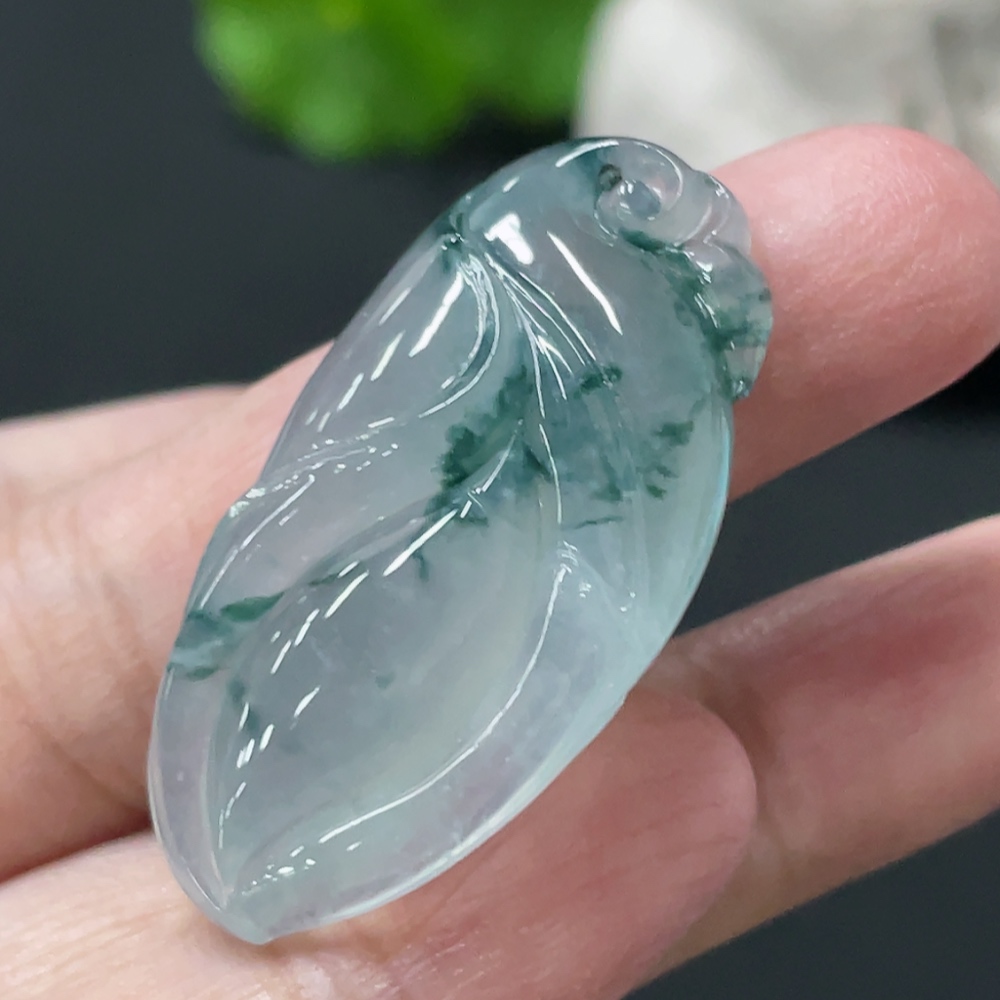 F35108544 Jadeite Magnolia Pendant Total Weight Approx. 10.8g