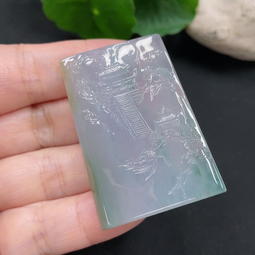 F31627283 Jadeite landscape pendant with total weight about 20.9g