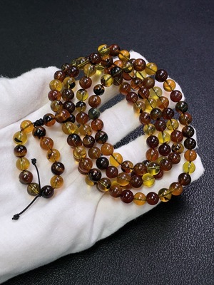 C31655732 Amber Beeswax Beaded Necklace Total Weight Approx. 25.4g Size About 7.3mm