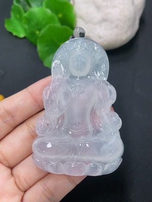 F43139614 翡翠挂件度母 货品总约重 含链44.98g 配珠非A  非金