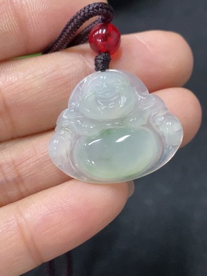F35116600 Jadeite Pendant Buddha, Total Weight Approx. 4.7g Including Rope, With Non-Type A Beads