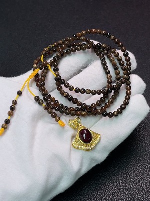 C34038743 Amber & Beeswax Pendant + Bead Strand, Non-Gold, Total Weight Approx. 7.51g, Sell as a Lot