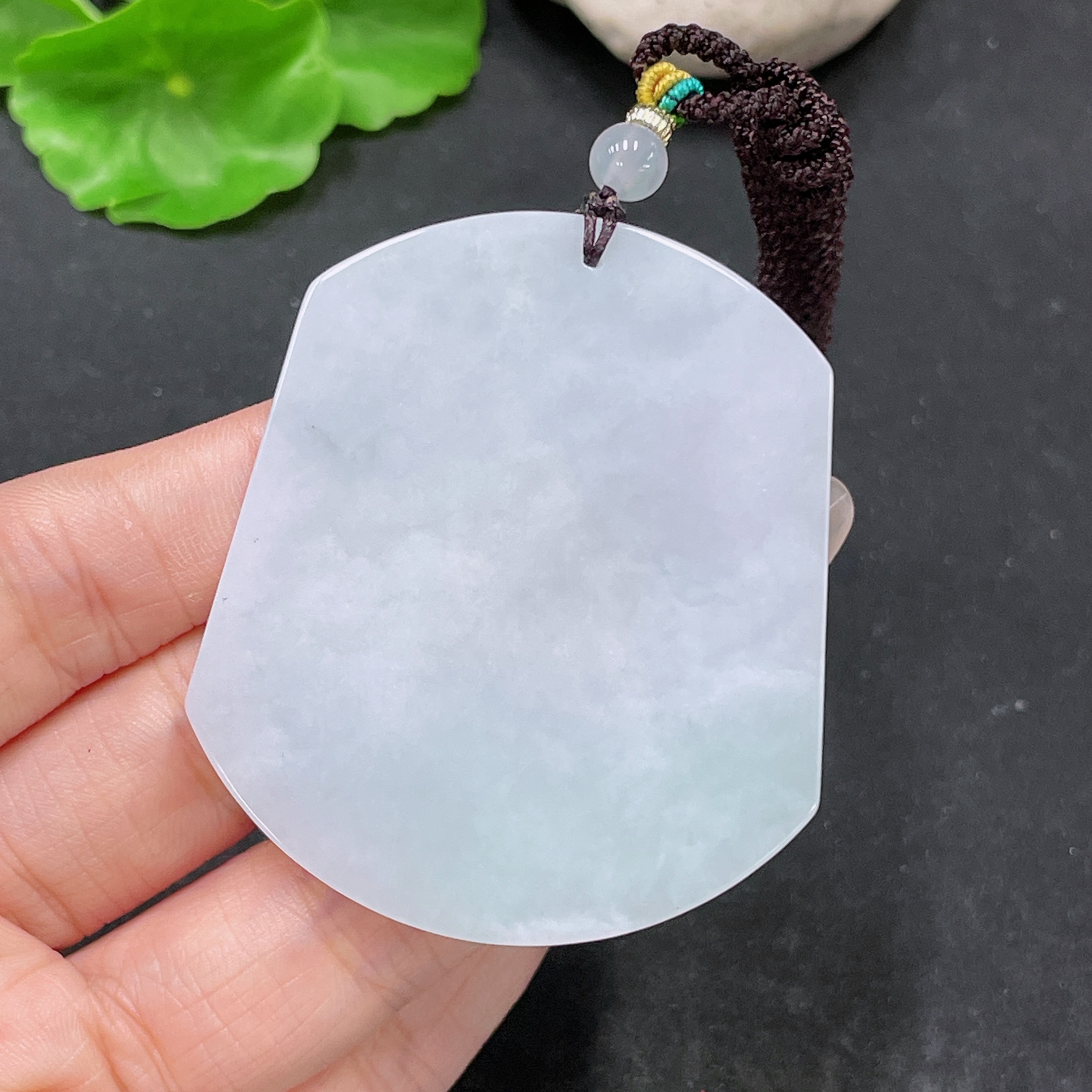 F35138137 Jadeite Plain Pendant with Non-A Beads Including Rope Total Weight Approx.45g