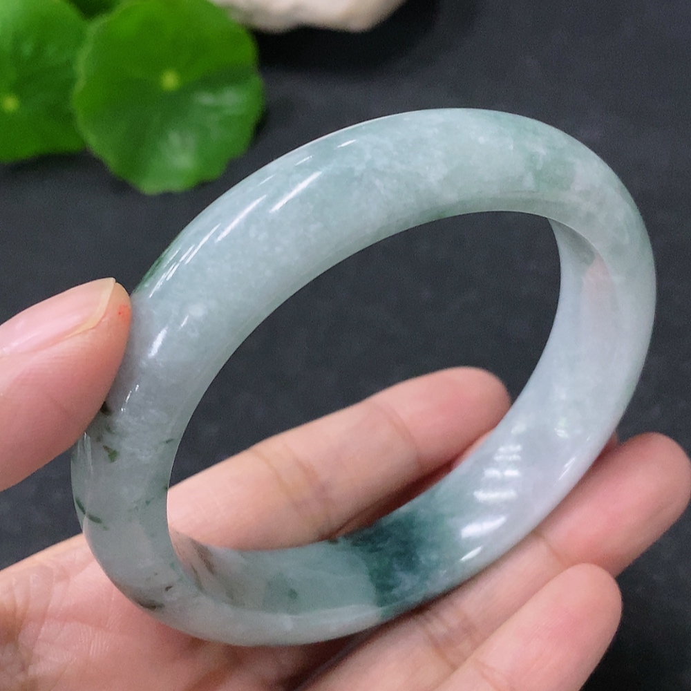 F33887331 Jadeite Round Bracelet, Total Weight Approx. 56.47g, Contains Other Mineral Components, Size 55.8