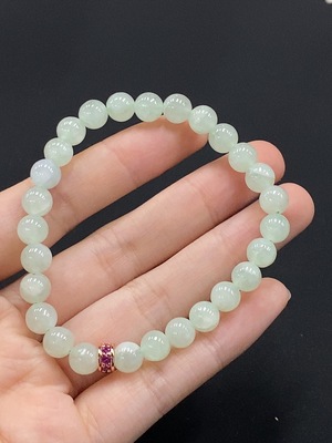 F35091081 Jadeite Bracelet Approx. 6.8mm Non-Gold Inlaid Total Weight Approx. 16.34g