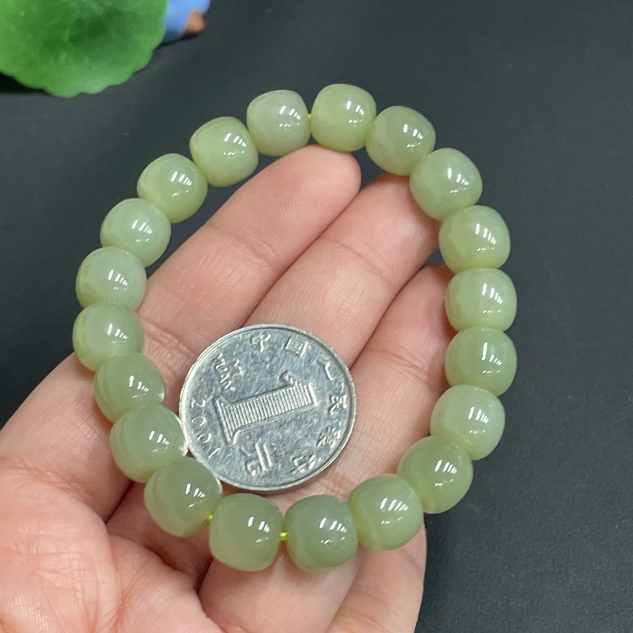 H23649088 Hetian Jade Bracelet, about 10mm, total weight about 33.8g