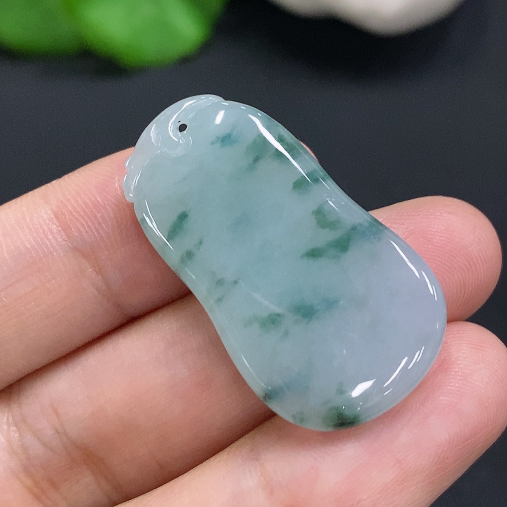F30451049 Jadeite Fu Gua Pendant, Total Weight Approximately 7.4g