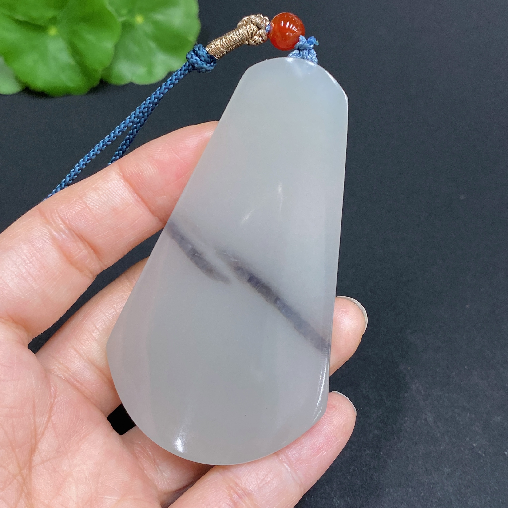 H33844521 Hetian Jade Pendant, Plain Pendant, Total Weight (including rope): 43.4g