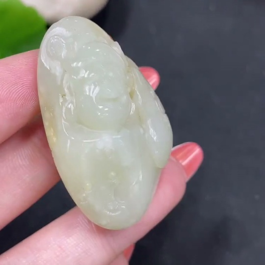 H35084408 Hetian Jade Pendant - God of Wealth, Total Weight Approx. 27.5g, Undetermined Skin Color Cause