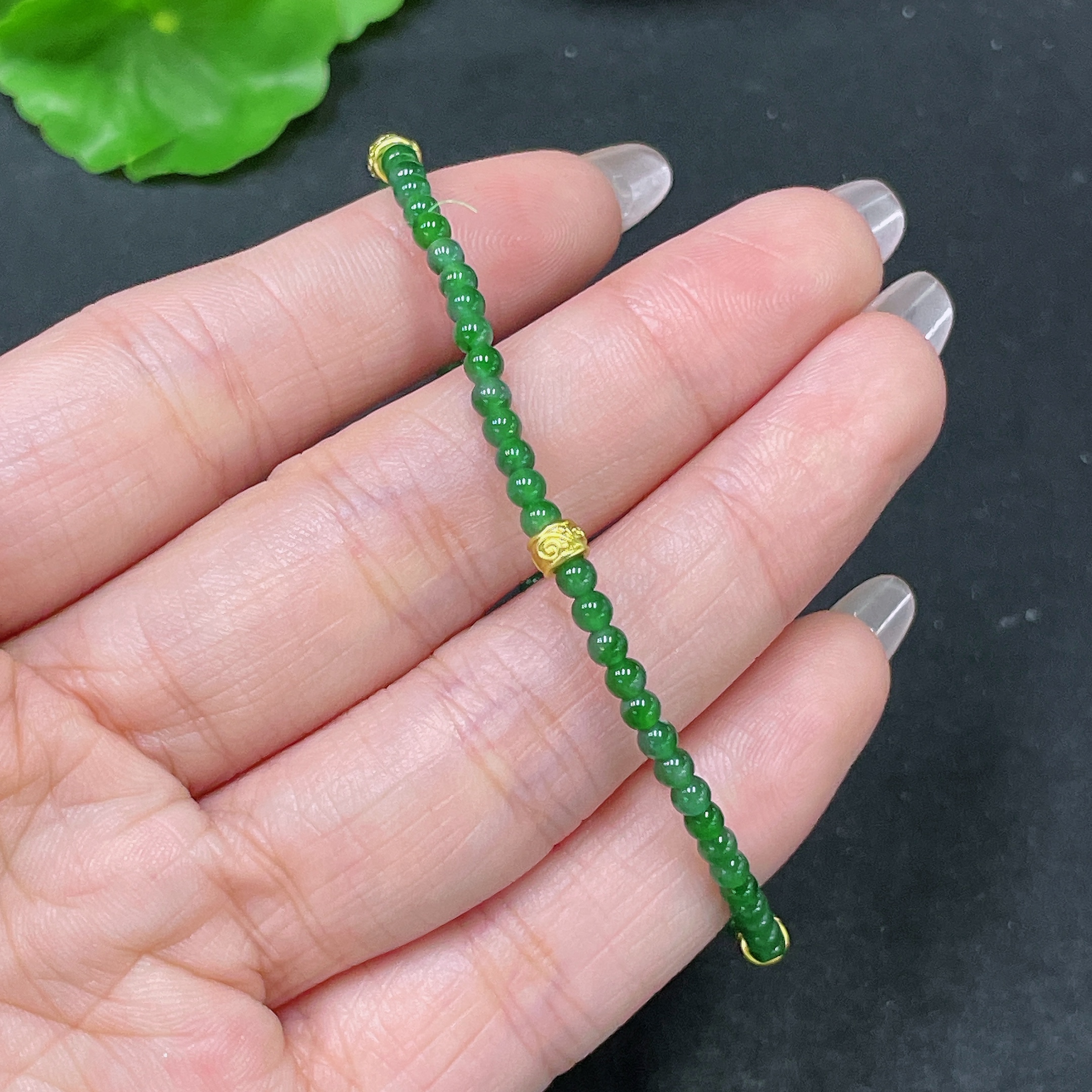 F35105613 Jadeite Bracelet Non-Gold Total Weight Approx. 3.35g Size About 3mm