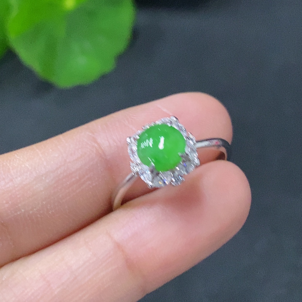 F31593646 Jadeite Inlaid Ring Non-Gold Adjustable Total Weight Approx. 1.97g