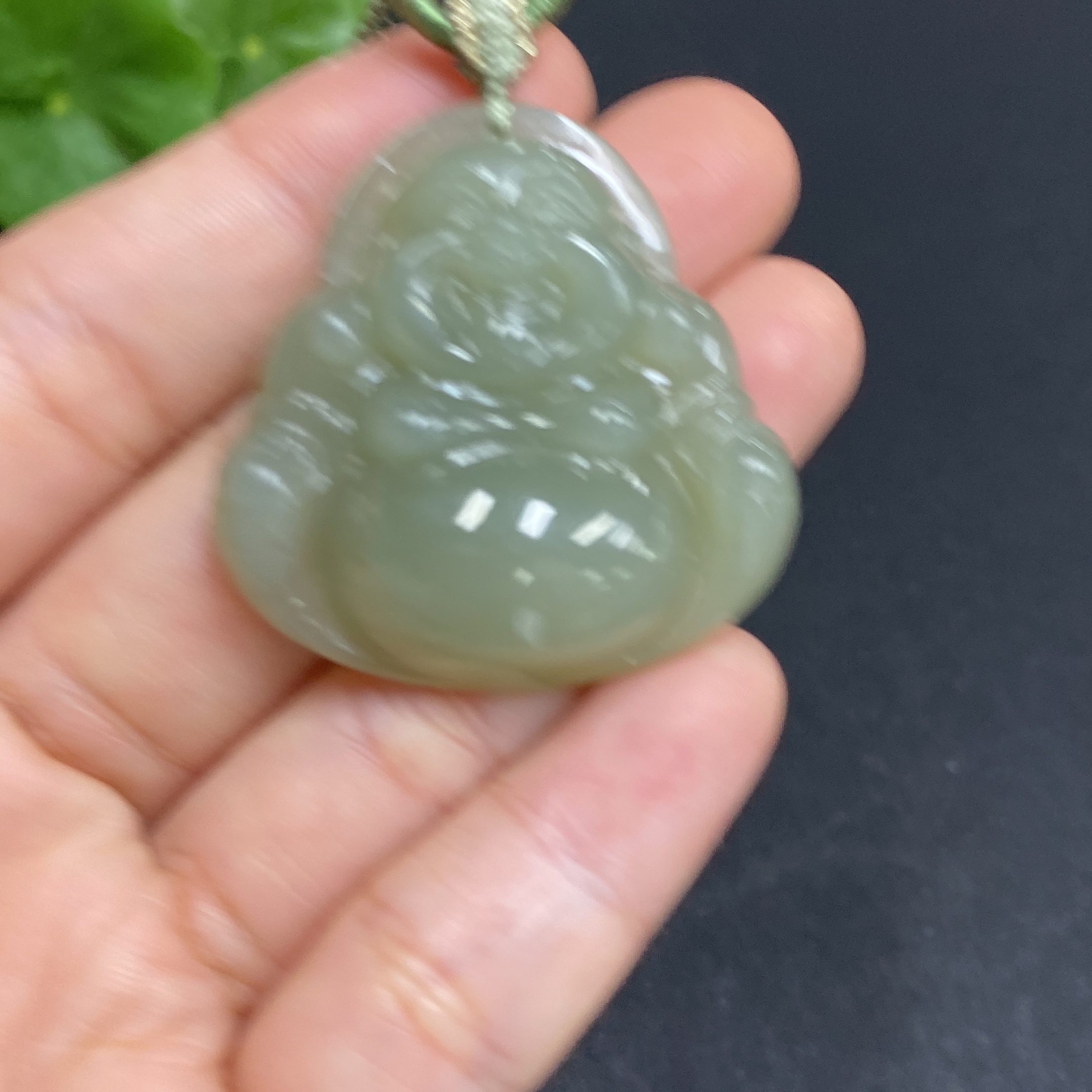 H32702854 Hetian Jade Pendant Buddha Total Weight (including rope) approx. 18g
