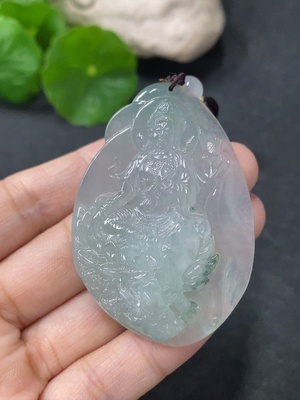 F33913261 Jadeite Pendant Avalokiteshvara Riding a Dragon