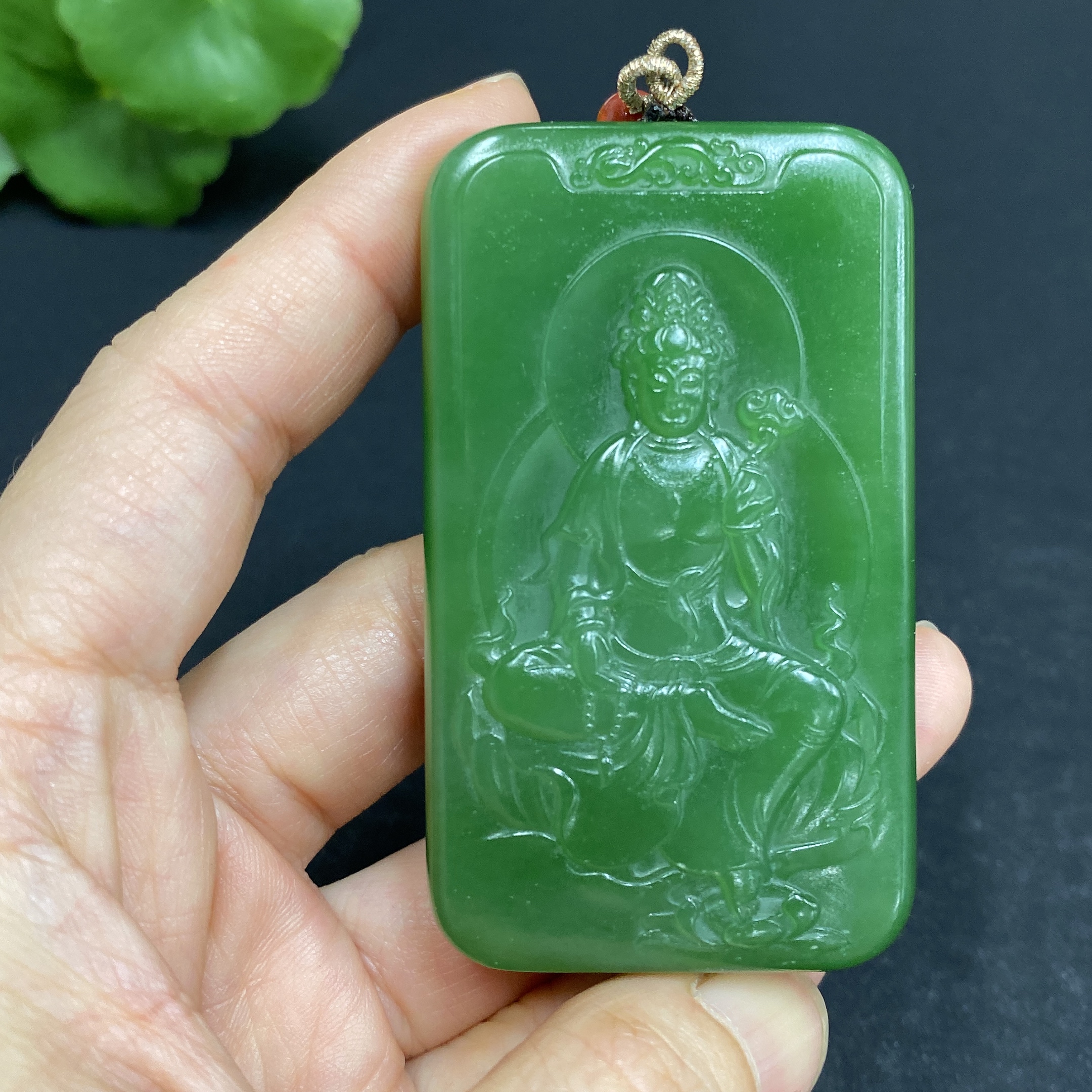 H30468177 Hetian Jade Pendant Guanyin Total Weight (including rope) 73.9g