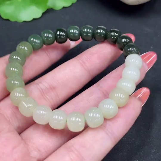 H35085070 Hetian Jade Bracelet Approx. 7.8mm Total Weight Approx. 20.2g