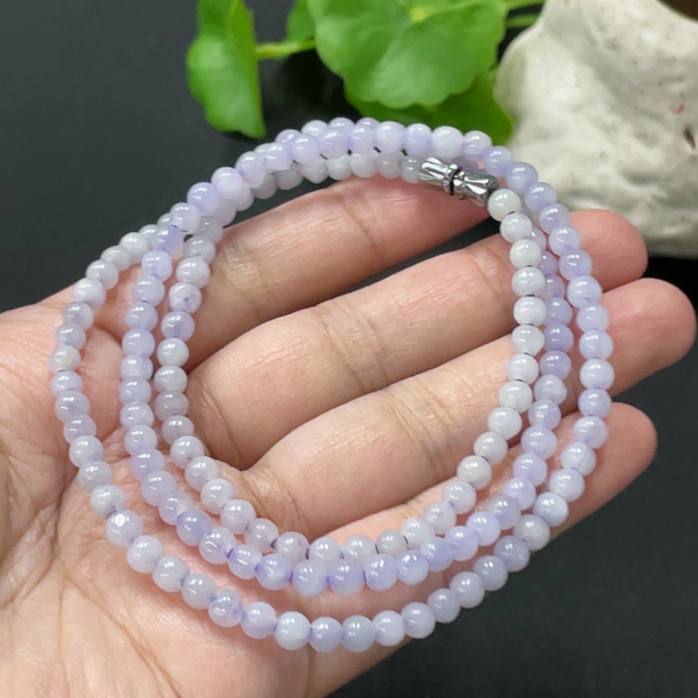 F35108652 Jadeite Bead Necklace Approx. 4.5mm Total Weight Approx. 19.9g Non-Gold Clasp