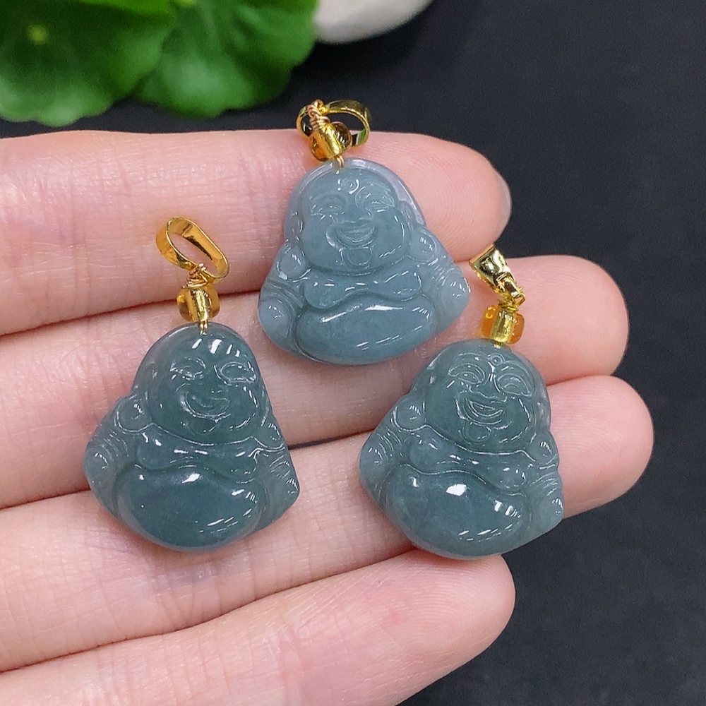 F34061693 Jadeite Buddha Pendant Sell as a Lot Non-Gold Inlaid
