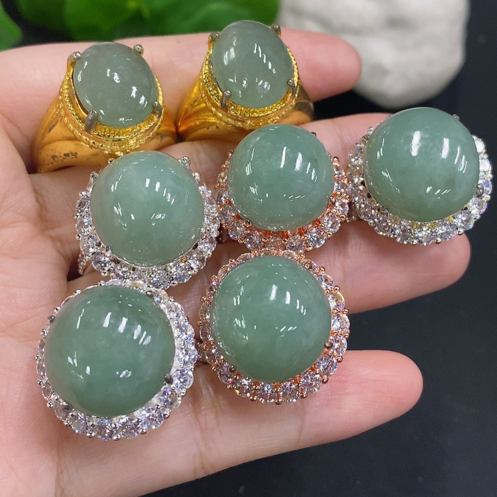 F32775903 Jadeite Cabochon Sell as a Lot Non-Gold Setting
