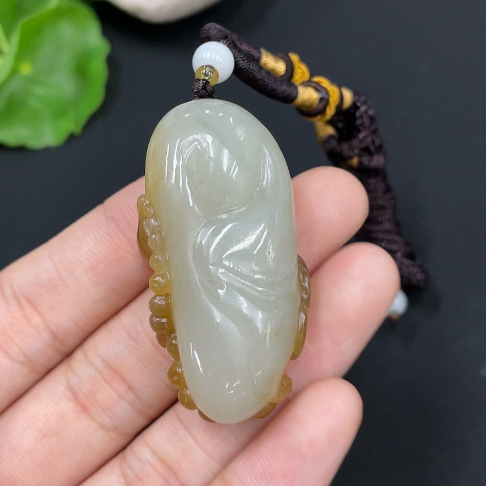 H29324832 Hetian Jade Pendant Buddha Beads Not Hetian Jade Total Weight Approx. (Including Rope) 25.9g