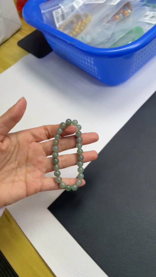 F35140751 Jadeite Bracelet Approx. 7.5mm Beads Total Weight Approx. 17.13g