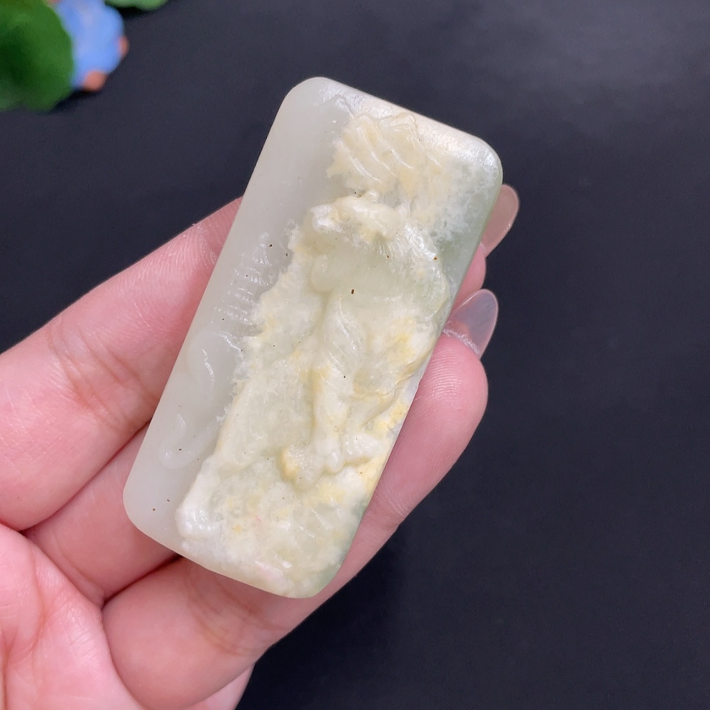H31677400 Hetian Jade Pendant - Mountain-Climbing Tiger, Total Weight Approx. 43.6g, Undetermined Skin Color Origin