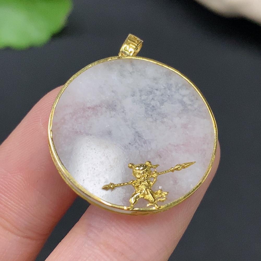 F27069590 Jadeite Plain Pendant with 18k Gold Setting, Total Weight Approx. 3.16g