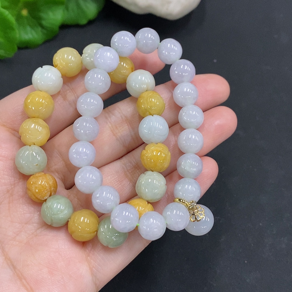 F35107172 Jadeite Beads Sell as a Lot Not Gold Inlaid